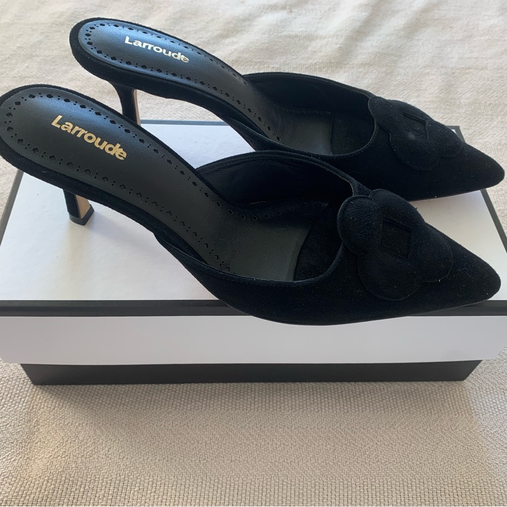 Larroude Black Heeled Mules - Picture 3 of 5